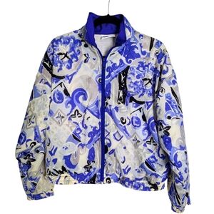 Vintage Womens Jacket Reebok Printed Windbreaker 80s 90s Purple Small medium
